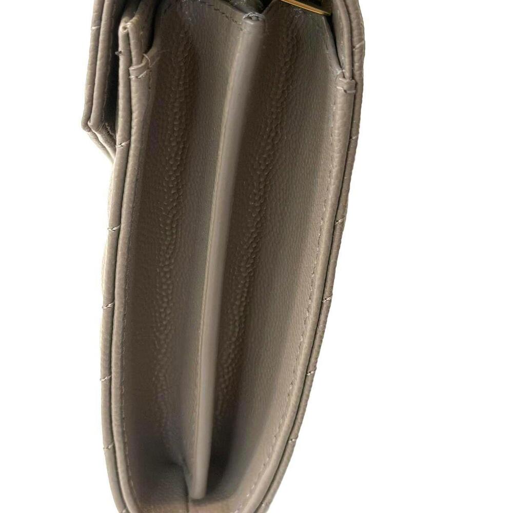 Yves Saint Laurent Classic Cassandre Brown Chain Wallet Grain De Poudre Leather - Picture 6 of 10